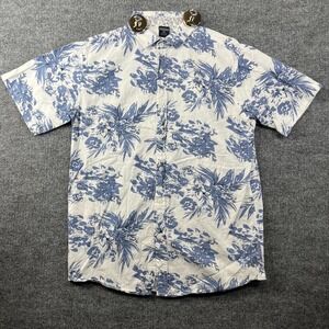 Verdo Hawaiian Aloha Shirt Mens Blue Floral Short Sleeve Tropical Beach - Medium